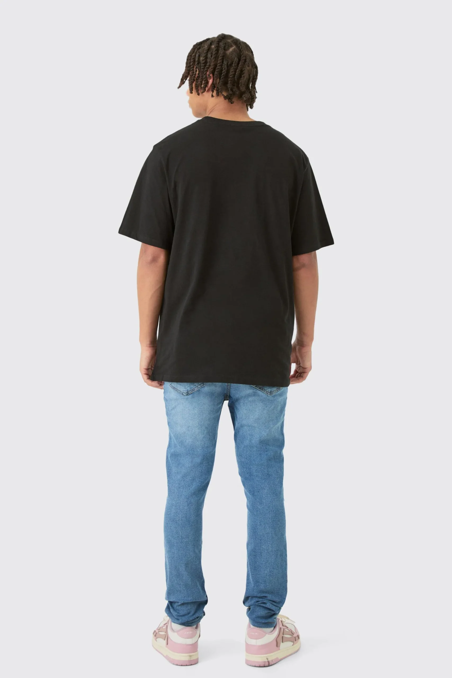 boohooMAN Skinny Stretch Lilac Pu Biker Rip & Repair Jeans | UK| Trousers|Jeans