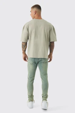 boohooMAN Skinny Stretch Rip & Repair Dirty Wash Jeans | UK| Trousers|Jeans