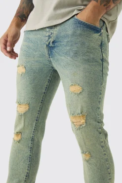 boohooMAN Skinny Stretch Rip & Repair Dirty Wash Jeans | UK| Trousers|Jeans