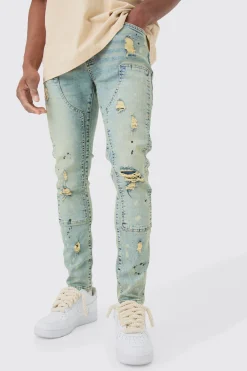 boohooMAN Skinny Stretch Ripped Carpenter Jeans In | UK| Trousers|Jeans