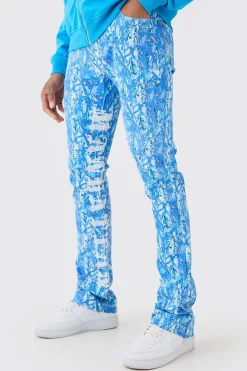 boohooMAN Skinny Stretch Stacked Embroidered Gusset Jeans | UK| Jeans