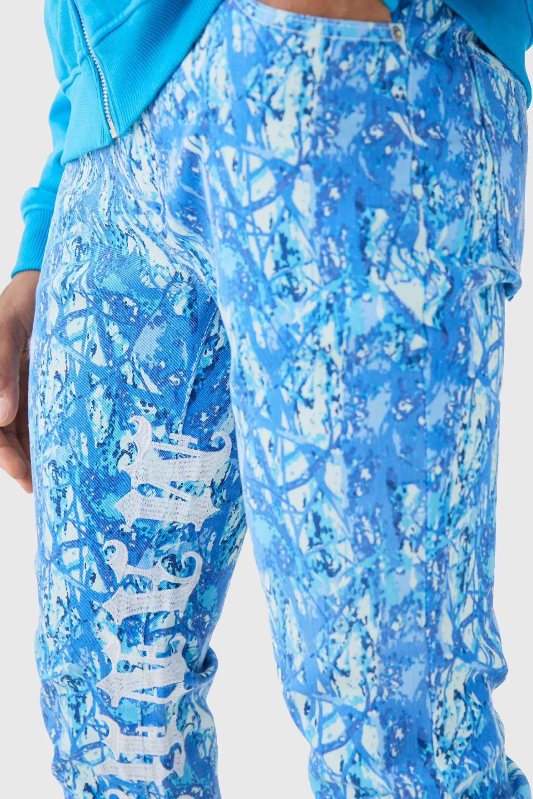 boohooMAN Skinny Stretch Stacked Embroidered Gusset Jeans | UK| Jeans