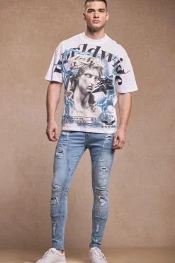 boohooMAN Skinny Stretch Stacked Ripped Carpenter Zip Hem Jeans In | UK| Trousers|Jeans