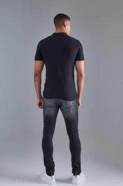 boohooMAN Skinny Stretch Stacked Ripped Carpenter Zip Hem Jeans In | UK| Trousers|Jeans