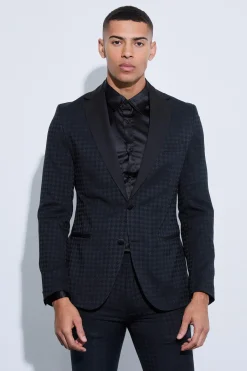 boohooMAN Skinny Tonal Houndstooth Suit | UK| Suits & Tailoring