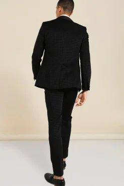 boohooMAN Skinny Tonal Houndstooth Suit | UK| Suits & Tailoring