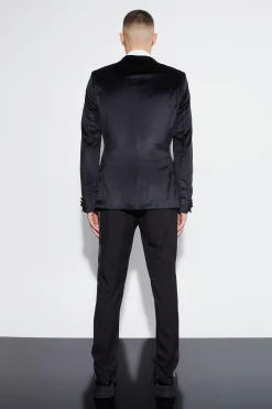 boohooMAN Skinny Velour Double Breasted Suit Jacket | UK| Suits & Tailoring