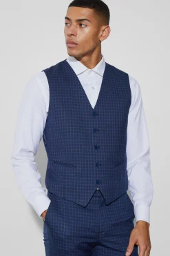 boohooMAN Slim Check Breasted Waistcoat | UK| Suits & Tailoring