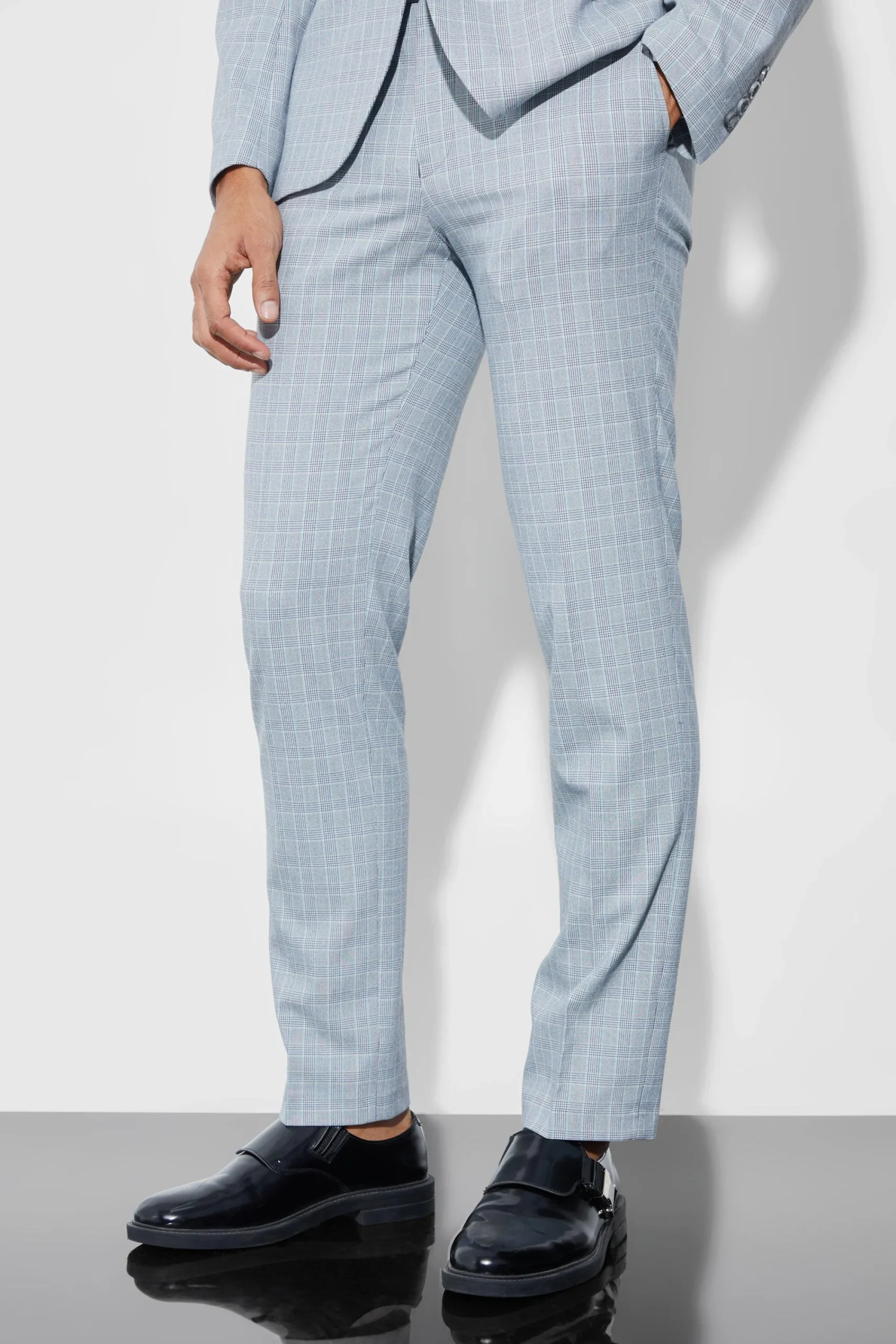 boohooMAN Slim Checked Suit Trousers | UK| Suits & Tailoring|Trousers