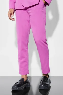 boohooMAN Slim Crop Crinkle Suit Trousers | UK| Trousers