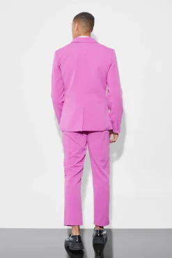 boohooMAN Slim Crop Crinkle Suit Trousers | UK| Trousers