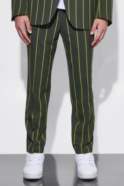 boohooMAN Slim Crop Wide Stripe Suit Trouser | UK| Trousers