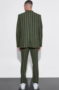 boohooMAN Slim Crop Wide Stripe Suit Trouser | UK| Trousers