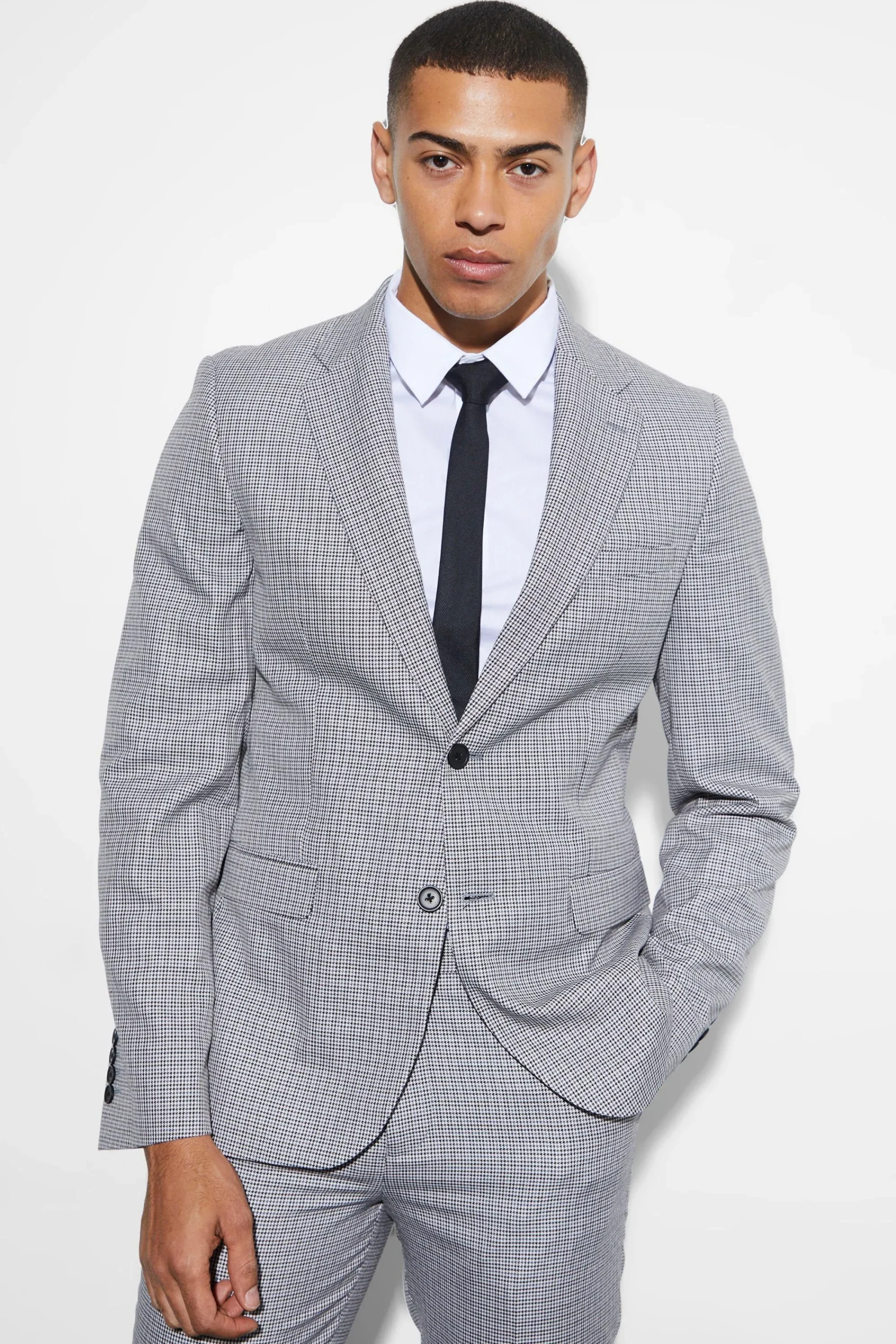 boohooMAN Slim Dogstooth Single Breasted Suit Jacket | UK| Suits & Tailoring