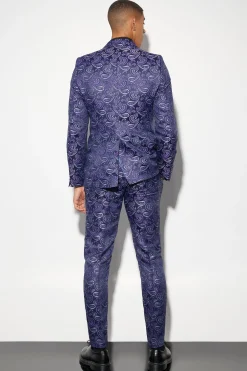 boohooMAN Slim Double Breasted Paisley Jacquard Blazer | UK| Suits & Tailoring