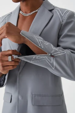 boohooMAN Slim Fit Blazer With Rhinestone Embellishment | UK| Suits & Tailoring