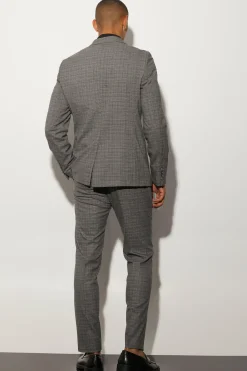 boohooMAN Slim Fit Check Contrast Stitch Suit | UK| Suits & Tailoring