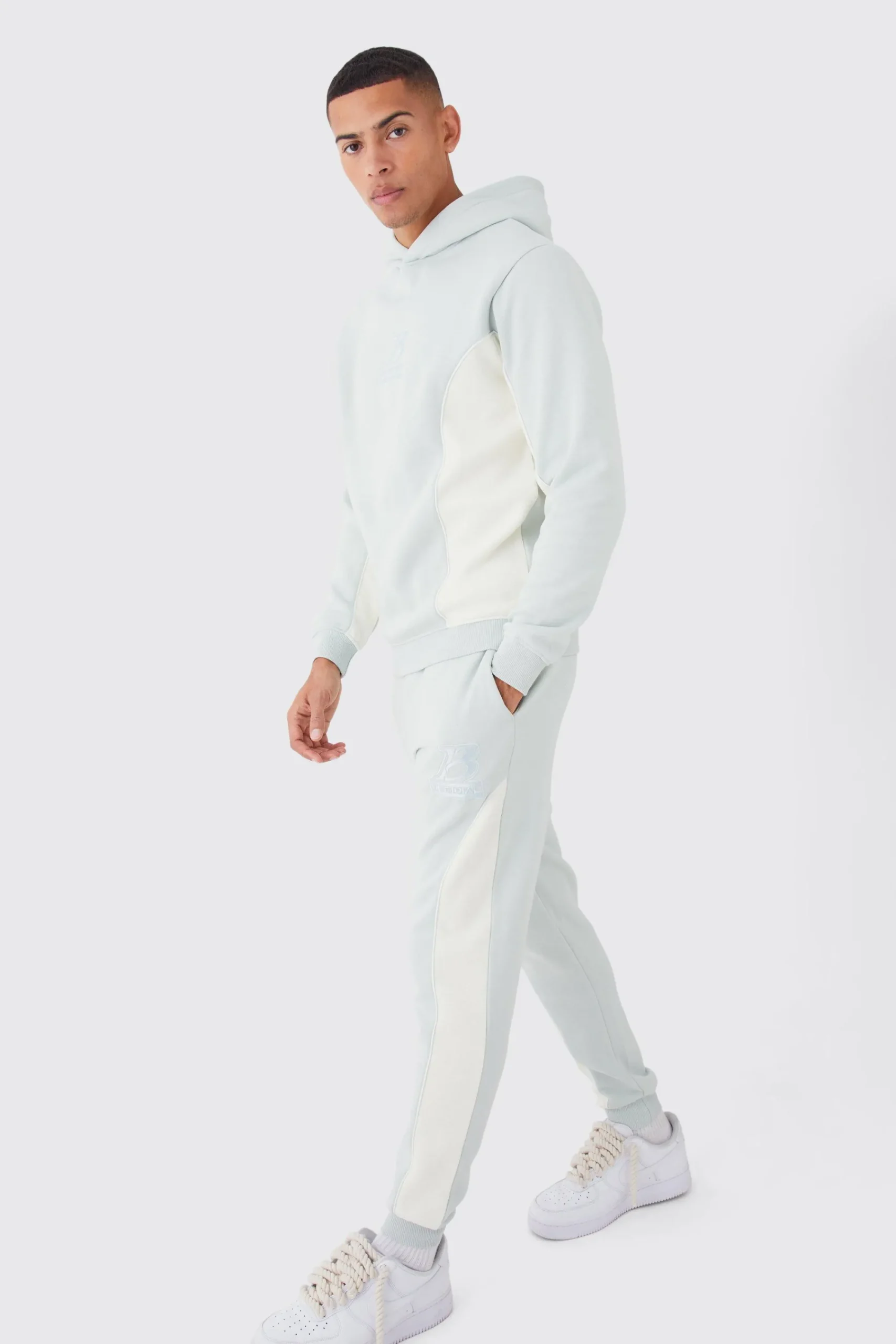 boohooMAN Slim Fit Colour Block Embroidered Tracksuit | UK| Tracksuits