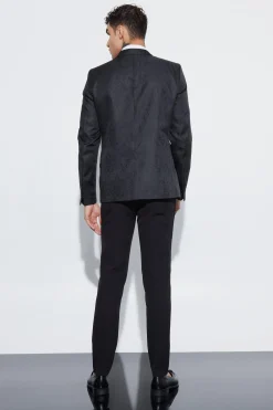 boohooMAN Slim Fit Contrast Lapel Jacquard Suit Jacket | UK| Suits & Tailoring