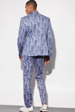 boohooMAN Slim Fit Dragon Printed Wrap Suit | UK| Suits & Tailoring