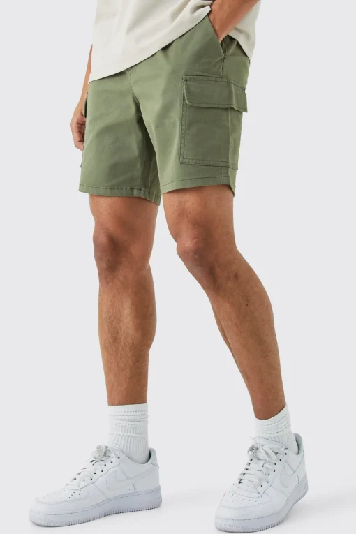 boohooMAN Slim Fit Elasticated Waist Cargo Shorts | UK| Shorts