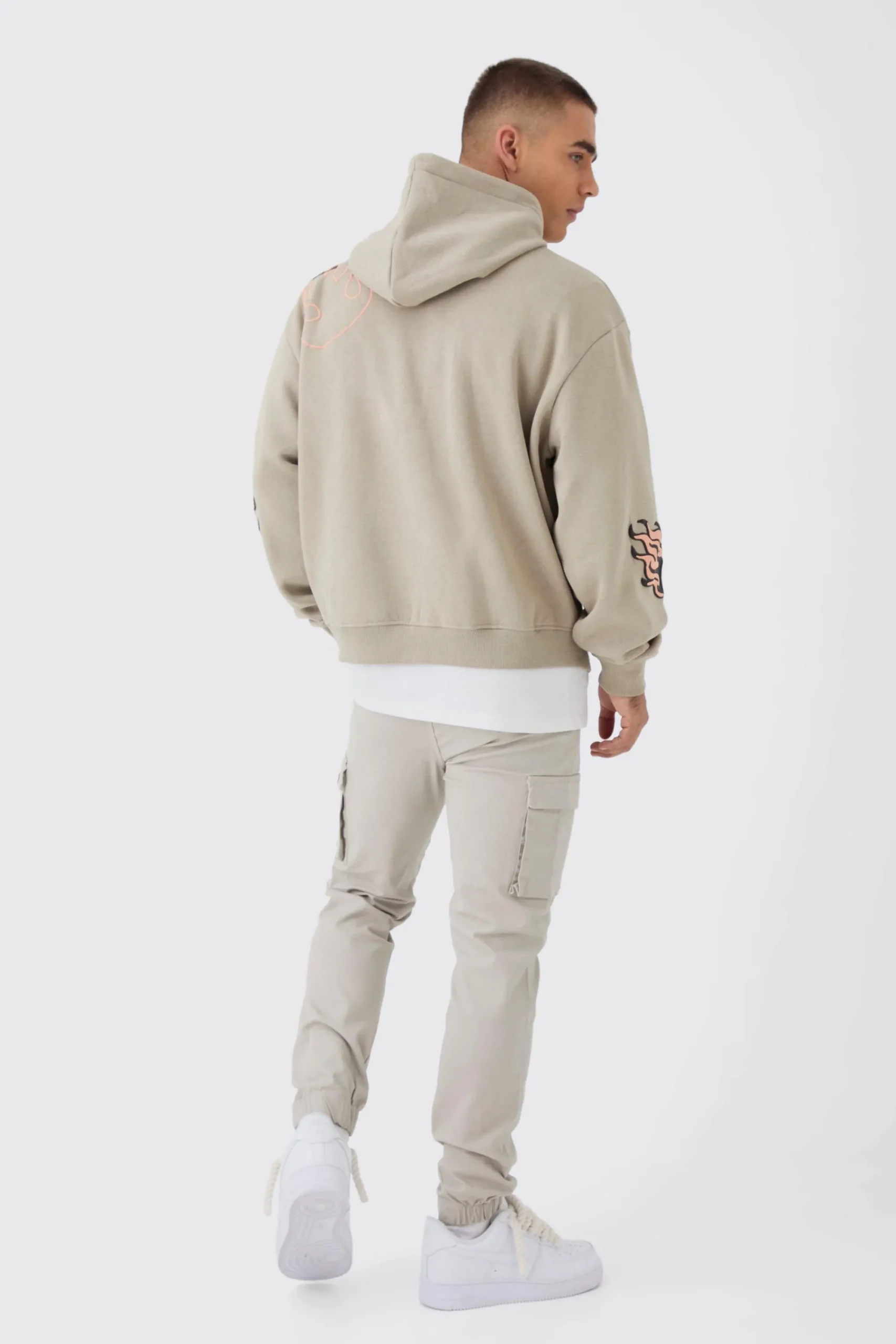 boohooMAN Slim Fit Elasticated Waist Woven Tab Cuffed Cargo Trousers | UK| Trousers|Cargos