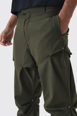 boohooMAN Slim Fit Flare Stacked Trousers With Ruched Detail | UK| Trousers