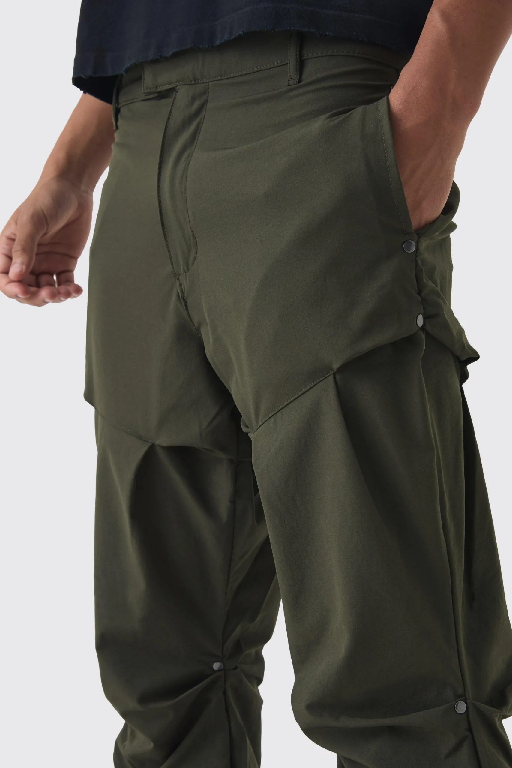 boohooMAN Slim Fit Flare Stacked Trousers With Ruched Detail | UK| Trousers