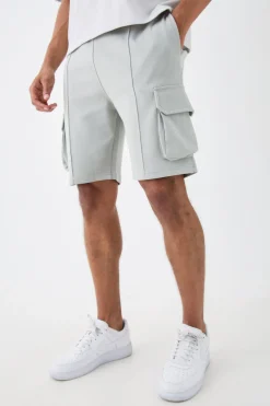 boohooMAN Slim Fit Interlock Pintuck Detail Cargo Shorts | UK| Shorts