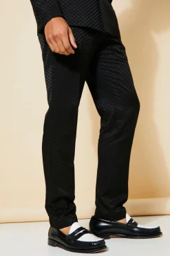 boohooMAN Slim Fit Jacquard Suit Trouser | UK| Trousers