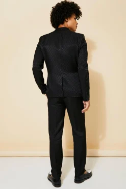 boohooMAN Slim Fit Jacquard Suit Trouser | UK| Trousers