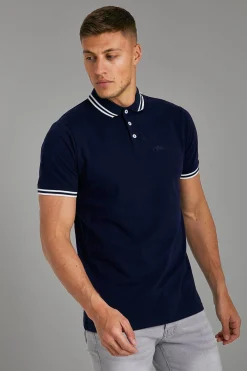 Slim Fit Man Signature Tipped Pique Polo | UK^boohooMAN Best
