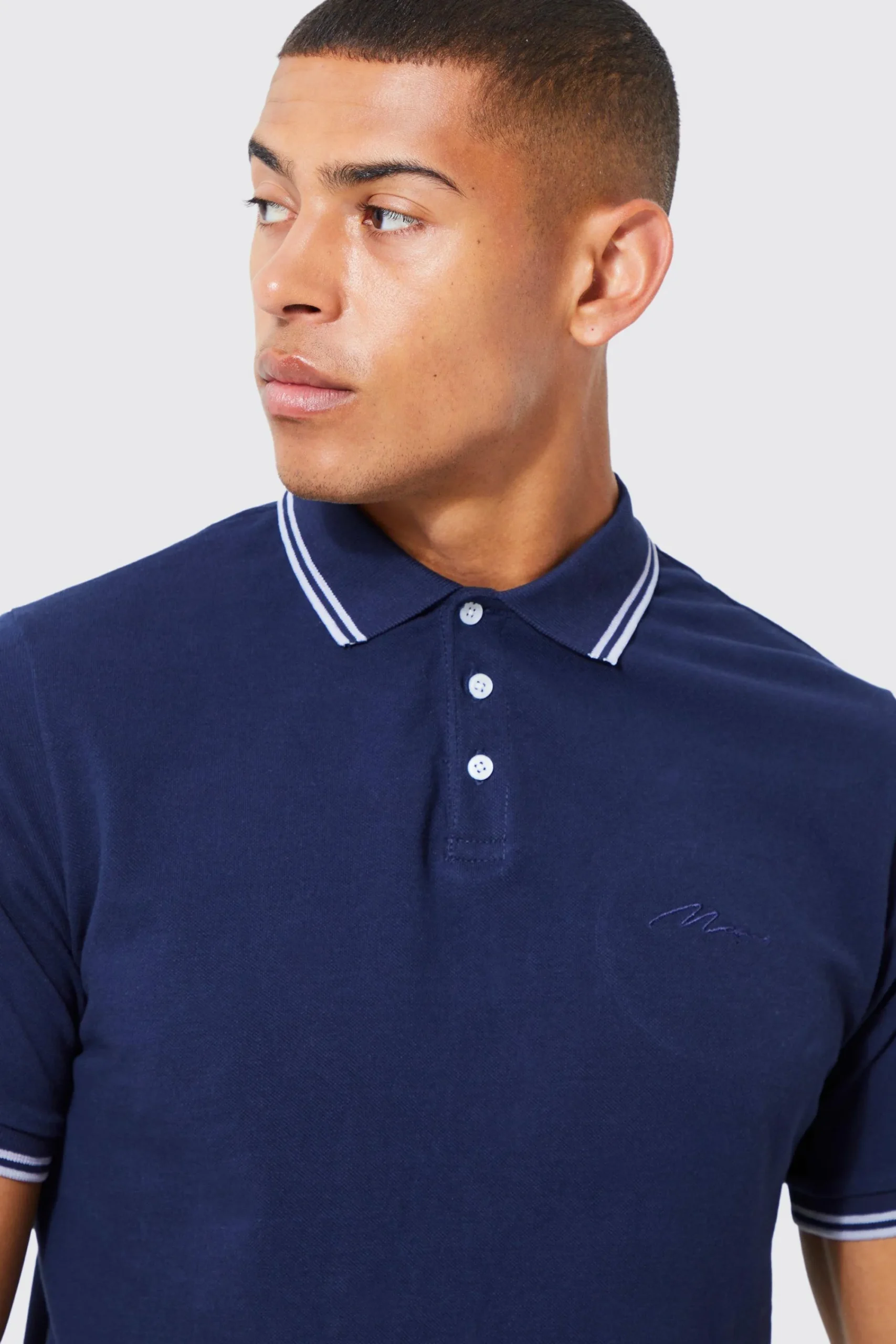 Slim Fit Man Signature Tipped Pique Polo | UK^boohooMAN Best