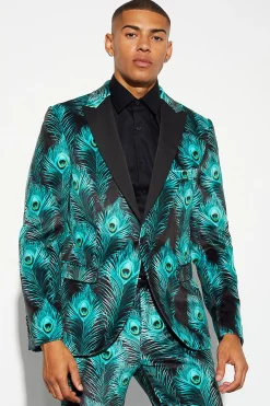 boohooMAN Slim Fit Printed Velour Suit Jacket | UK| Suits & Tailoring