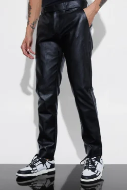 boohooMAN Slim Fit Pu Trouser | UK| Suits & Tailoring|Trousers
