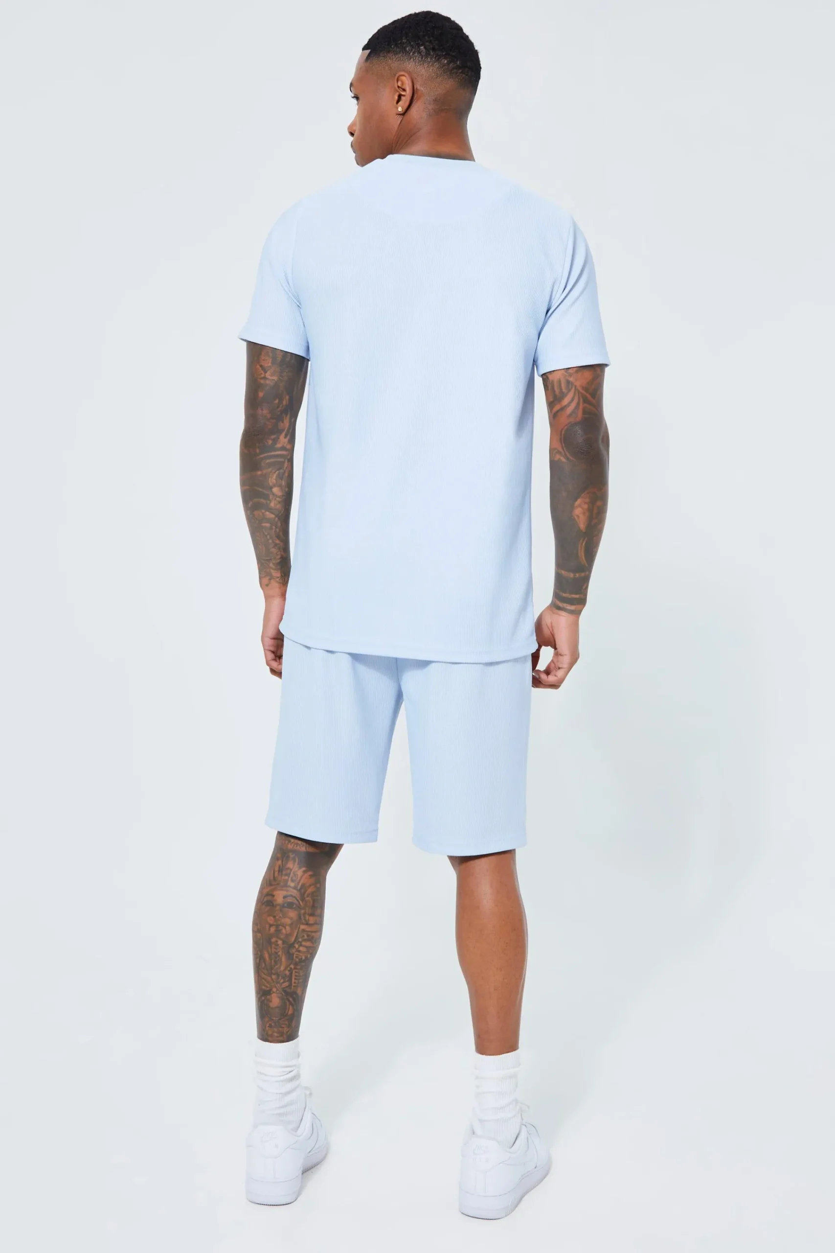 boohooMAN Slim Fit Rib T-shirt And Short Set | UK| Sets & Co-Ords|Tracksuits