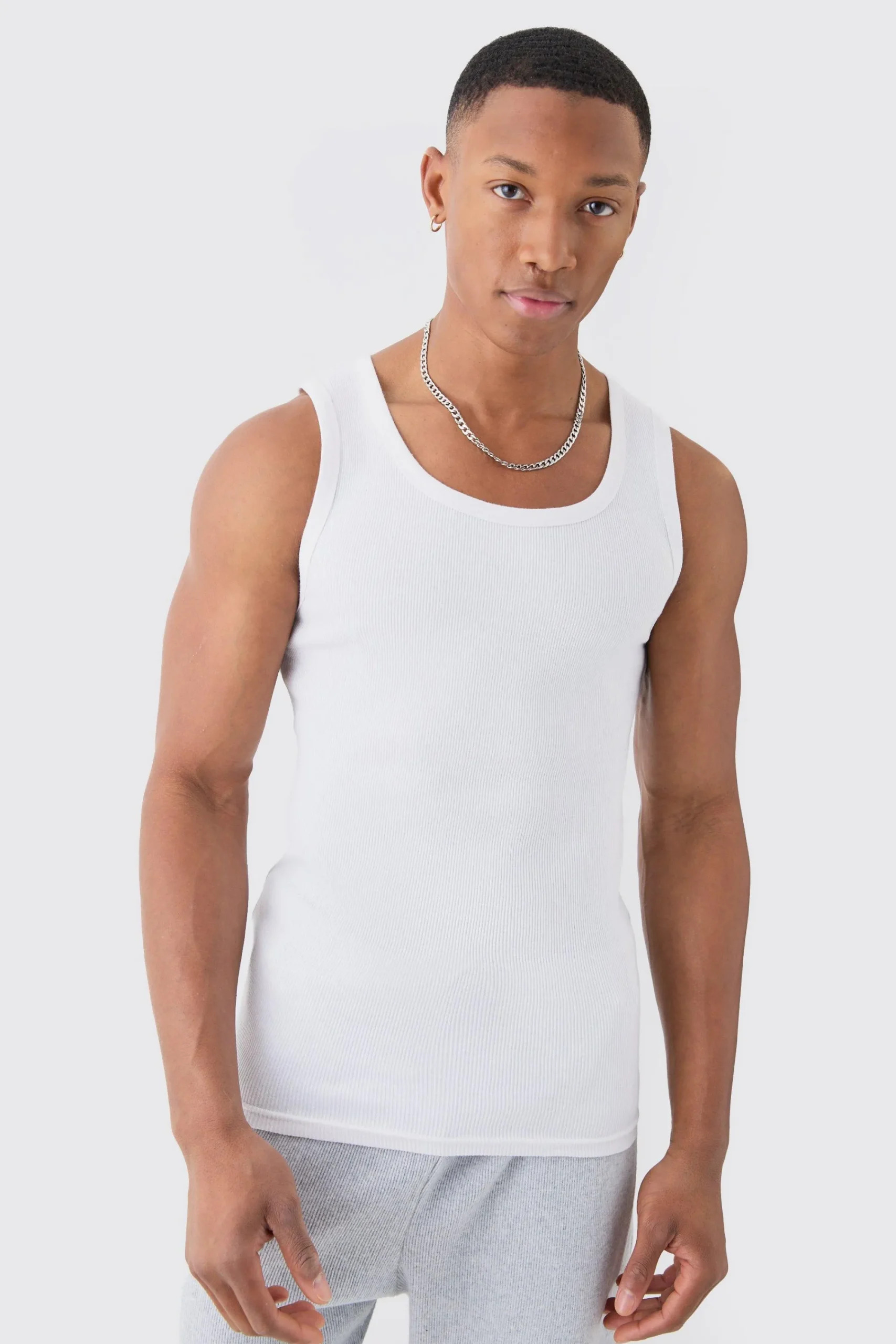 Slim Fit Ribbed Vest | UK^boohooMAN Outlet