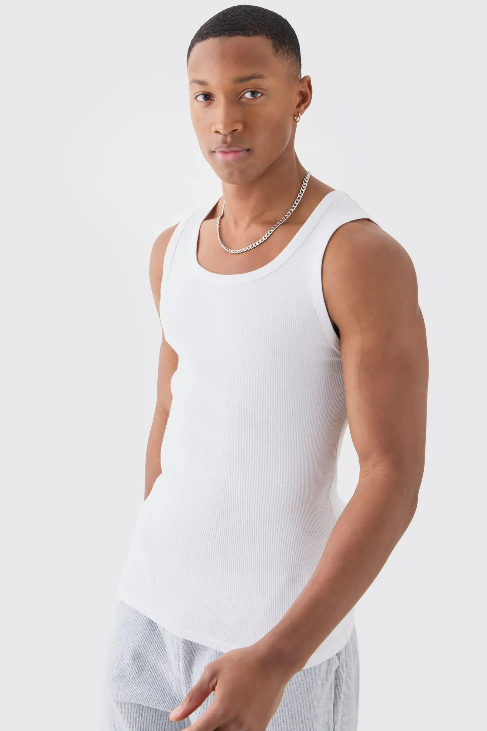 Slim Fit Ribbed Vest | UK^boohooMAN Outlet