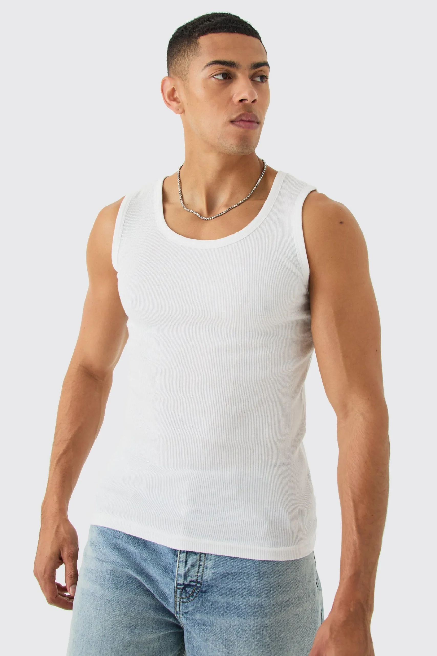 Slim Fit Ribbed Vest | UK^boohooMAN Hot