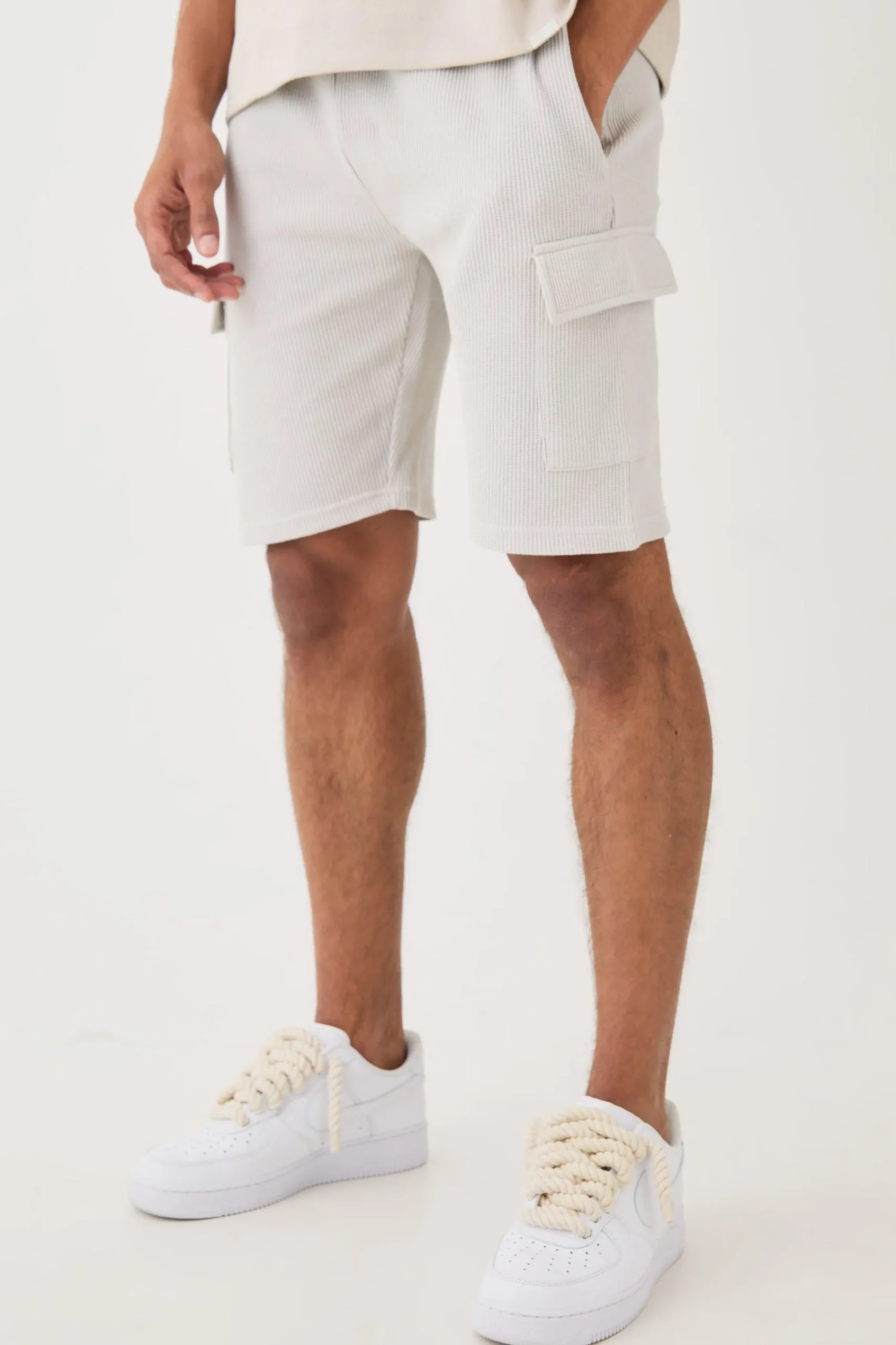 boohooMAN Slim Fit Waffle Cargo Short | UK| Shorts