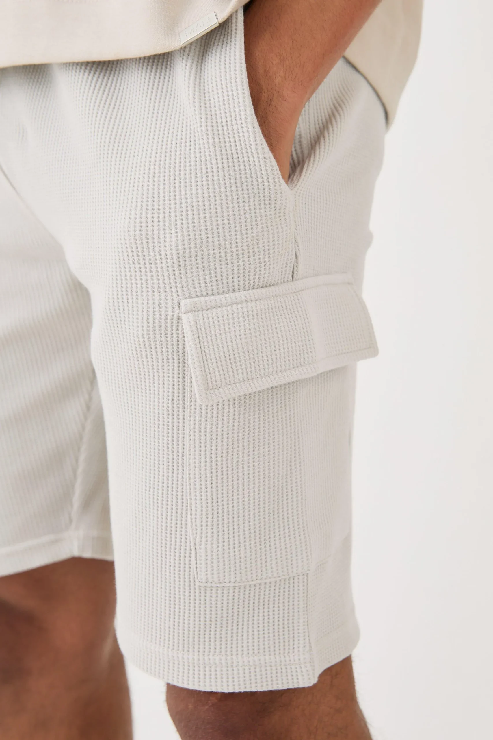 boohooMAN Slim Fit Waffle Cargo Short | UK| Shorts