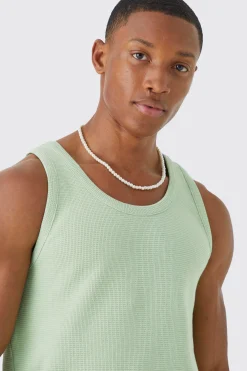 Slim Fit Waffle Vest | UK^boohooMAN Online