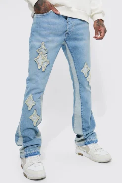 boohooMAN Slim Flare Applique Panel Jeans | UK| Trousers|Jeans