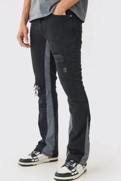 boohooMAN Slim Flare Distressed Gusset Panel Jeans | UK| Trousers|Jeans