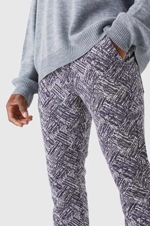 boohooMAN Slim Flare Tapestry Trouser | UK| Trousers