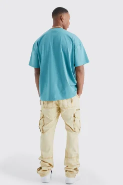 boohooMAN Slim Flare Zip Gusset Overdye Acid Wash Cargo Trouser | UK| Trousers|Cargos