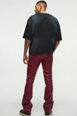 boohooMAN Slim Flared Pu Trousers | UK| Trousers