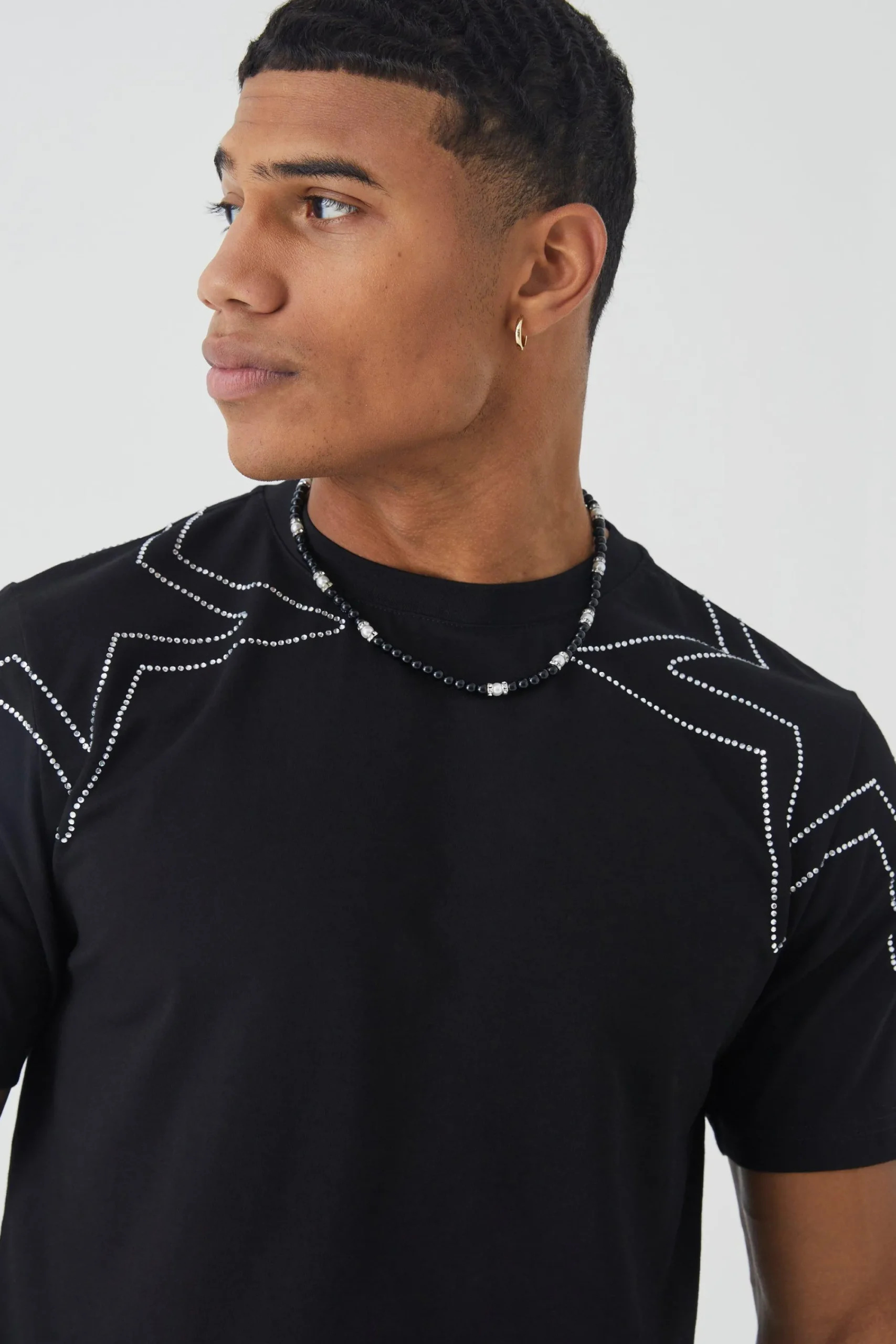 Slim Heavyweight Rhinestone Star T-shirt | UK^boohooMAN Sale