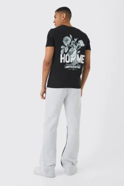 Slim Homme Floral Back Print T-Shirt | UK^boohooMAN New