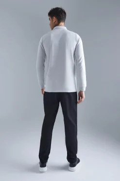 Slim Interlock Long Sleeved Polo | UK^boohooMAN Clearance